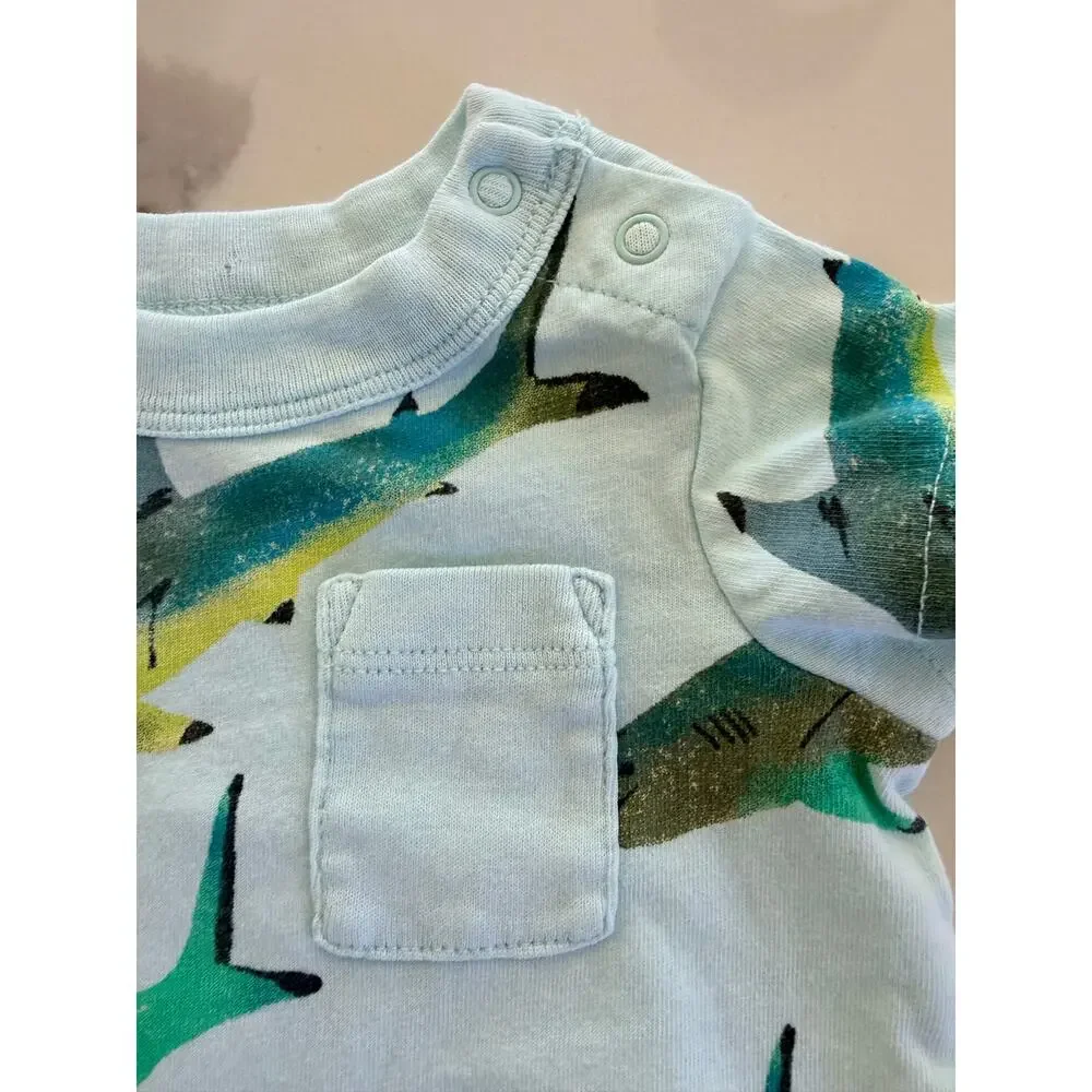 Tea Collection Baby Boy Shark Romper 0-3 Months